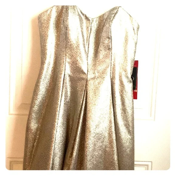Dresses | Short Strapless Gold Dress Fit And Flare | Poshmark